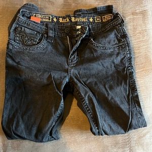 Mens like new Buckle Rock Revival straight cut jeans. 34" waist. Black.